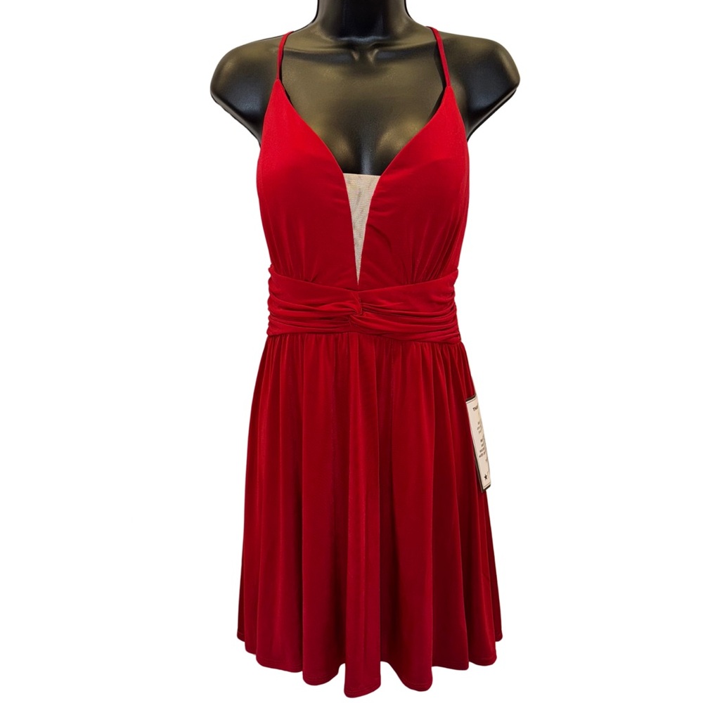 NWT classy red mini a-line dress with sweetheart neckline - size 13/14